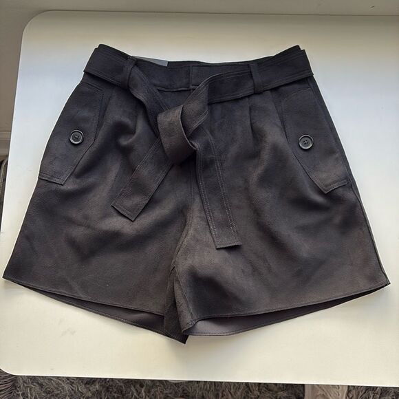 Banana Republic Faux‎ Suede Belted Shorts Womens Size 2 Black - Picture 1 of 8